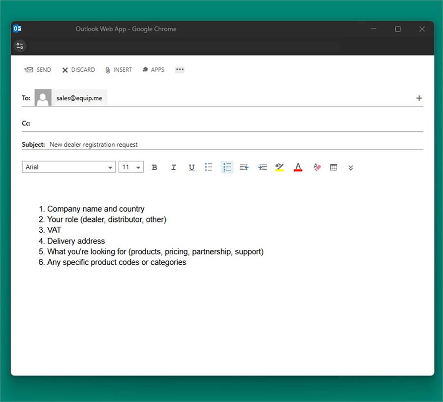 Email composition example